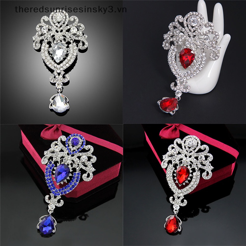 # # Ghim Cài Áo Hình Hoa Lớn Bằng Bạc Đính Kim Cương Giả Thời Trang Dành Cho Cô Dâu Trong Tiệc Cưới