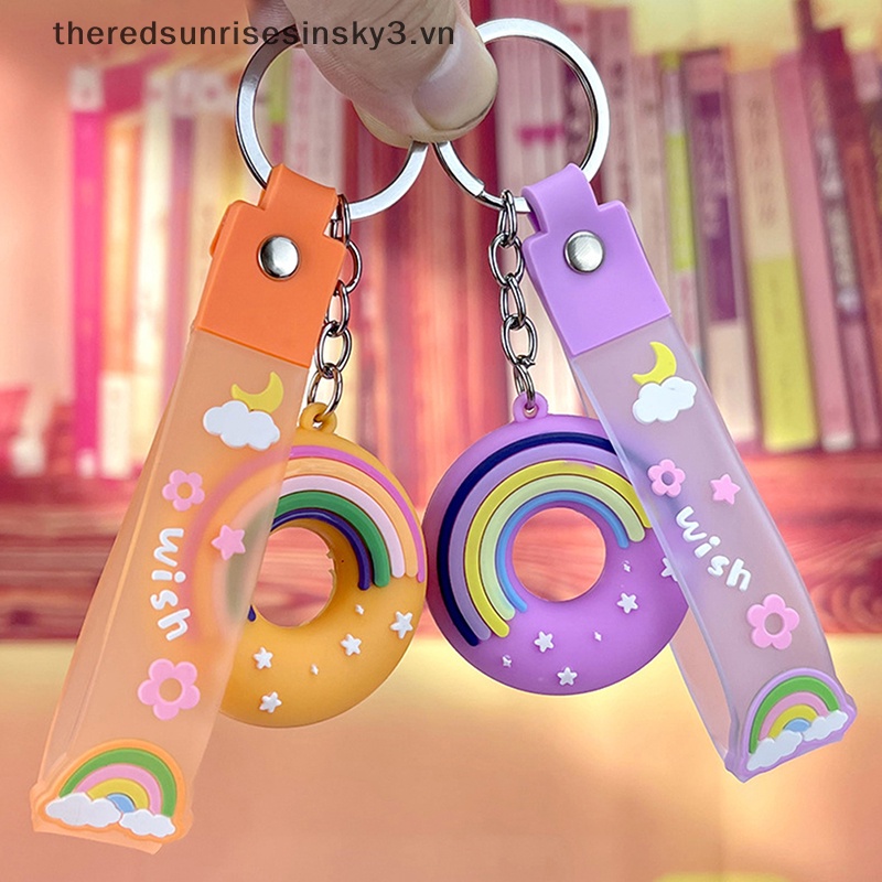 Móc Khóa Hình Bánh Donut Bằng PVC Dễ Thương Thời Trang Cho Cặp Đôi