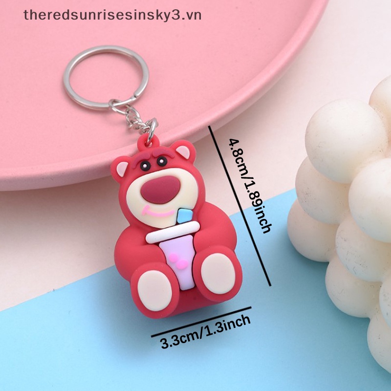 Móc Khóa Resin Hình Gấu Dâu Tây Dễ Thương Sáng Tạo Dành Cho Cặp Đôi