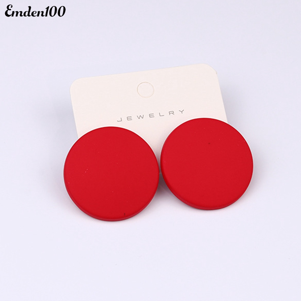 1 Đôi Bông Tai Tròn Lớn Màu Kẹo Thời Trang Nữ Tính