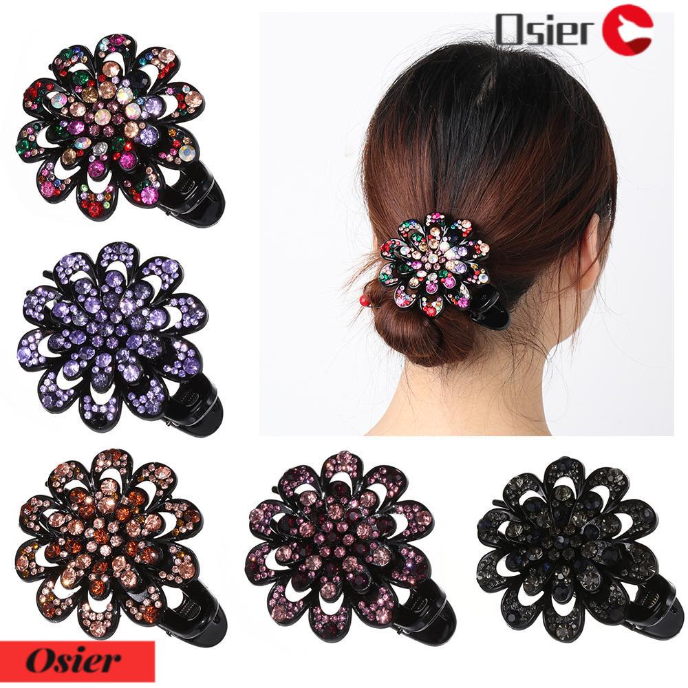 OSIER1 Kẹp Tóc Mỏ Vịt Đính Đá Thời Trang