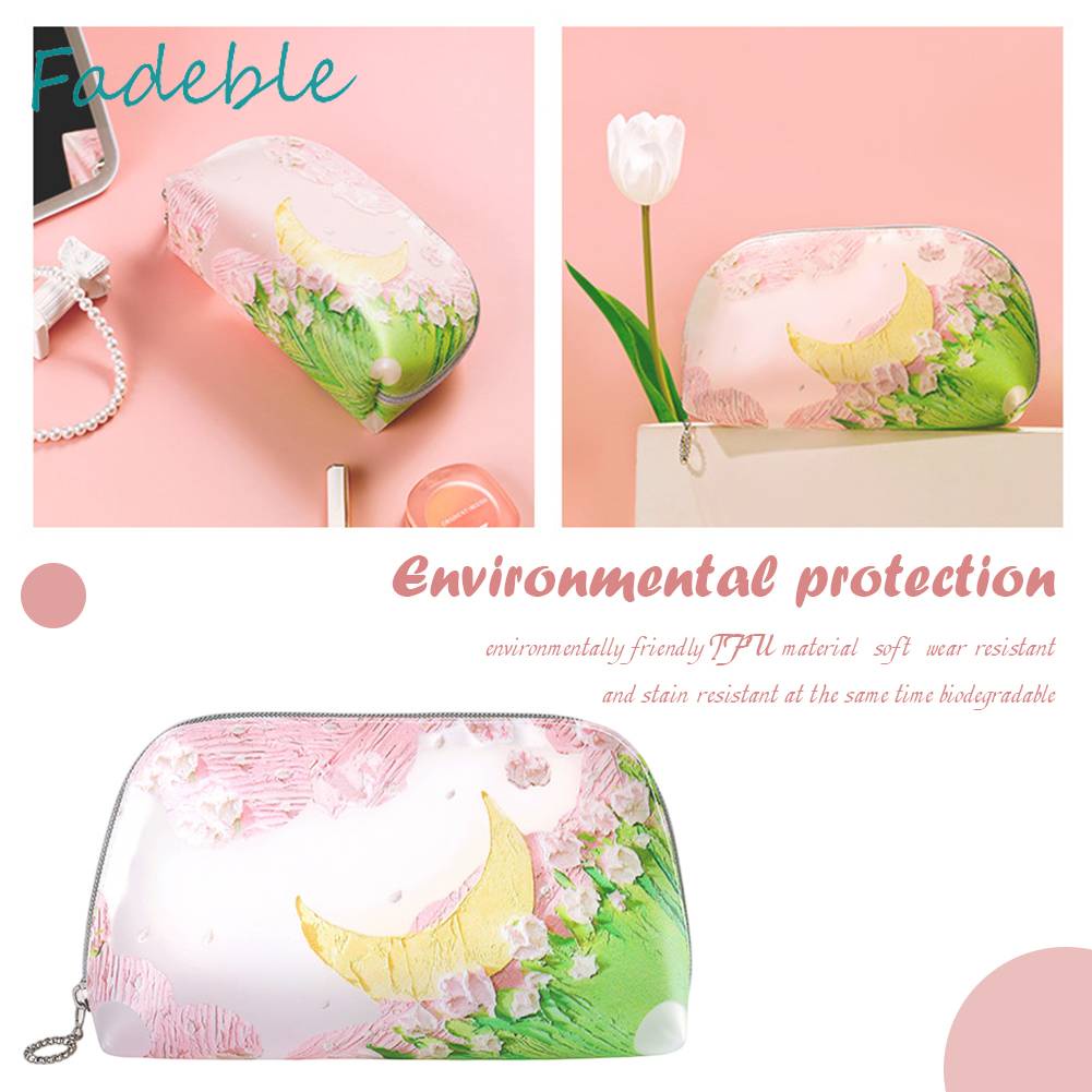 Túi Đựng Mỹ Phẩm Bằng TPU Họa Tiết Hoa Đa Năng Tiện Dụng Cho Nữ