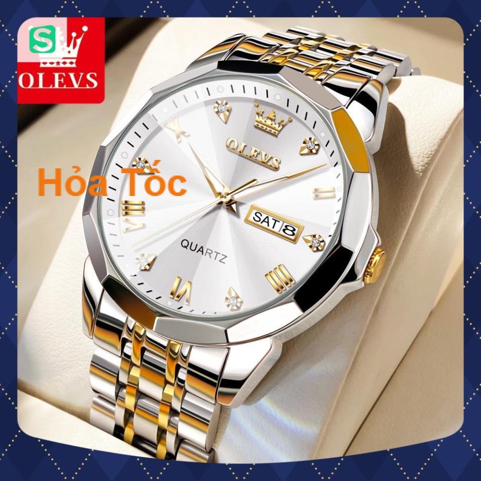 OLEVS 9931n Đồng hồ nam Chính hãng Dây đeo bằng thép không gỉ ,Chống thấm nước,Lịch có chức năng phát sáng