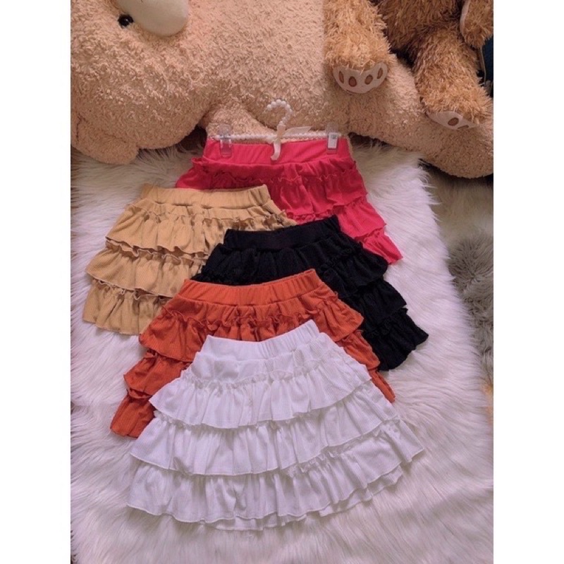 Chân Váy Gân Tầng Bèo Có Lót Quần nhìu màu co dãn thoải mái alohashop91