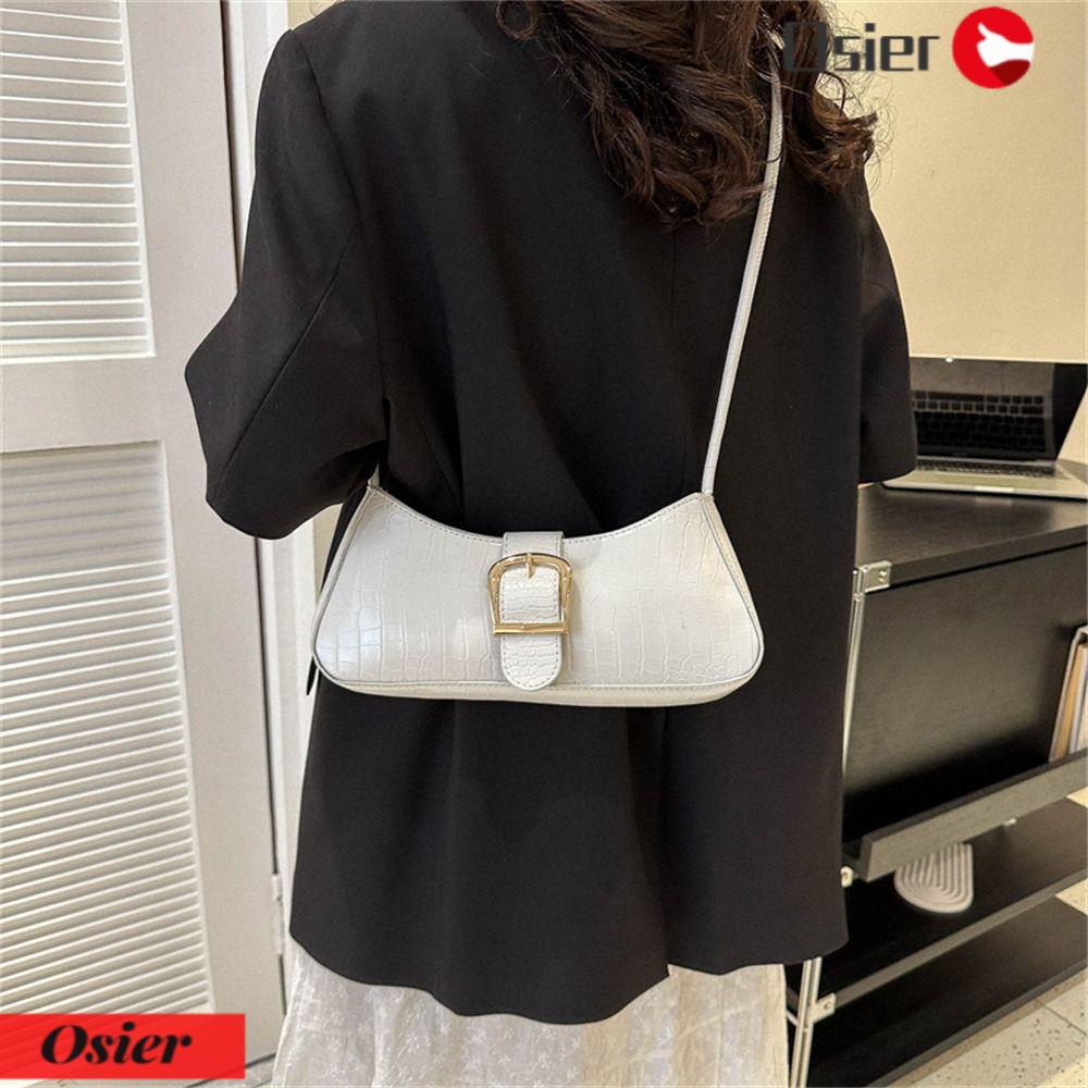 OSIER1 Túi Đeo Vai / Kẹp Nách Bằng Da PU Màu Trơn Sức Chứa Lớn Thời Trang Cho Nữ
