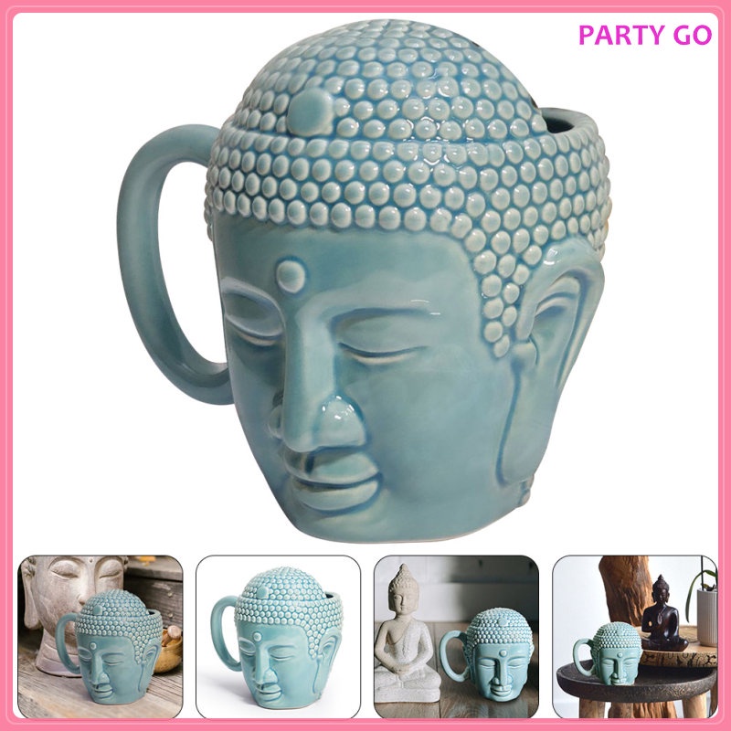 Cốc Uống Trà Bằng Sứ Có Tay Cầm Phong Cách Phật Giáo