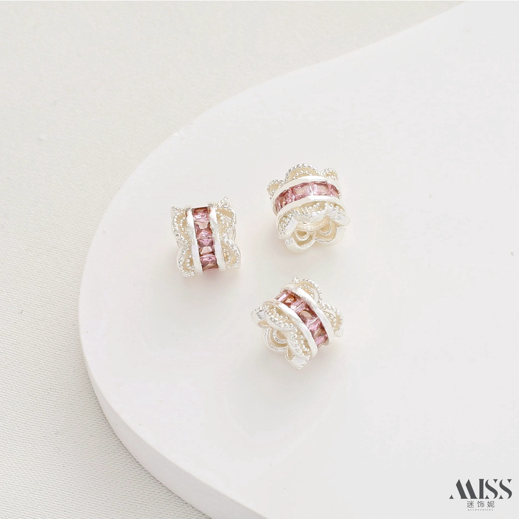 Hạt Xâu Chuỗi Vàng 14K Nhiều Màu Sắc Đính Đá Zircon Lỗ Lớn Làm Trang Sức diy