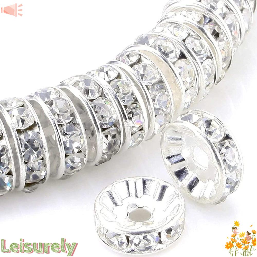 LEILY Set 200 Hạt Xâu Chuỗi 8mm Mạ Vàng / Bạc Lấp Lánh Dùng Làm Trang Sức