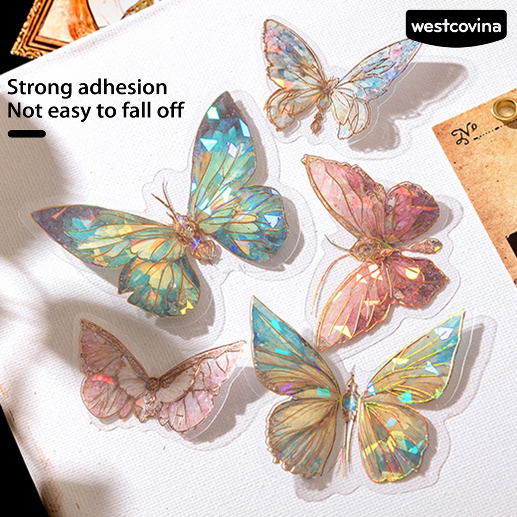 [WSTN] [WSTN] [WSTN]✎Set 40 Miếng Dán Hình Bướm Nhiều Màu Sắc Chống Nước Dễ Tháo Gỡ Trang Trí Sổ Tay