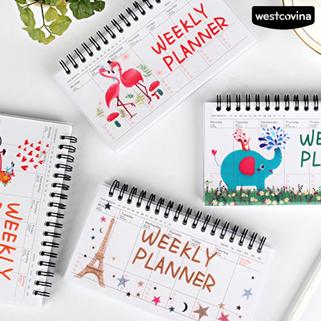 [WSTN]✎Set 50 Tờ Giấy PP Sắp Xếp Kế Hoạch Hàng Tuần Họa Tiết Hoạt Hình Bằng Kim Loại