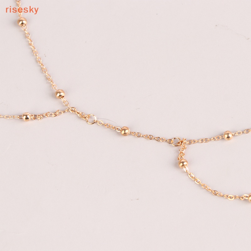 [risesky] Phụ Kiện Bikini Dây Xích Phối Tua Rua Đính Đá Zircon Quyến Rũ Cho Nữ Đi Biển / Đám Cưới