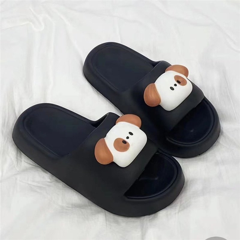 Dép Đi Trong Nhà Đế Dày Chống Trượt Màu Trắng Hình Cún Dễ Thương Cho Nữ