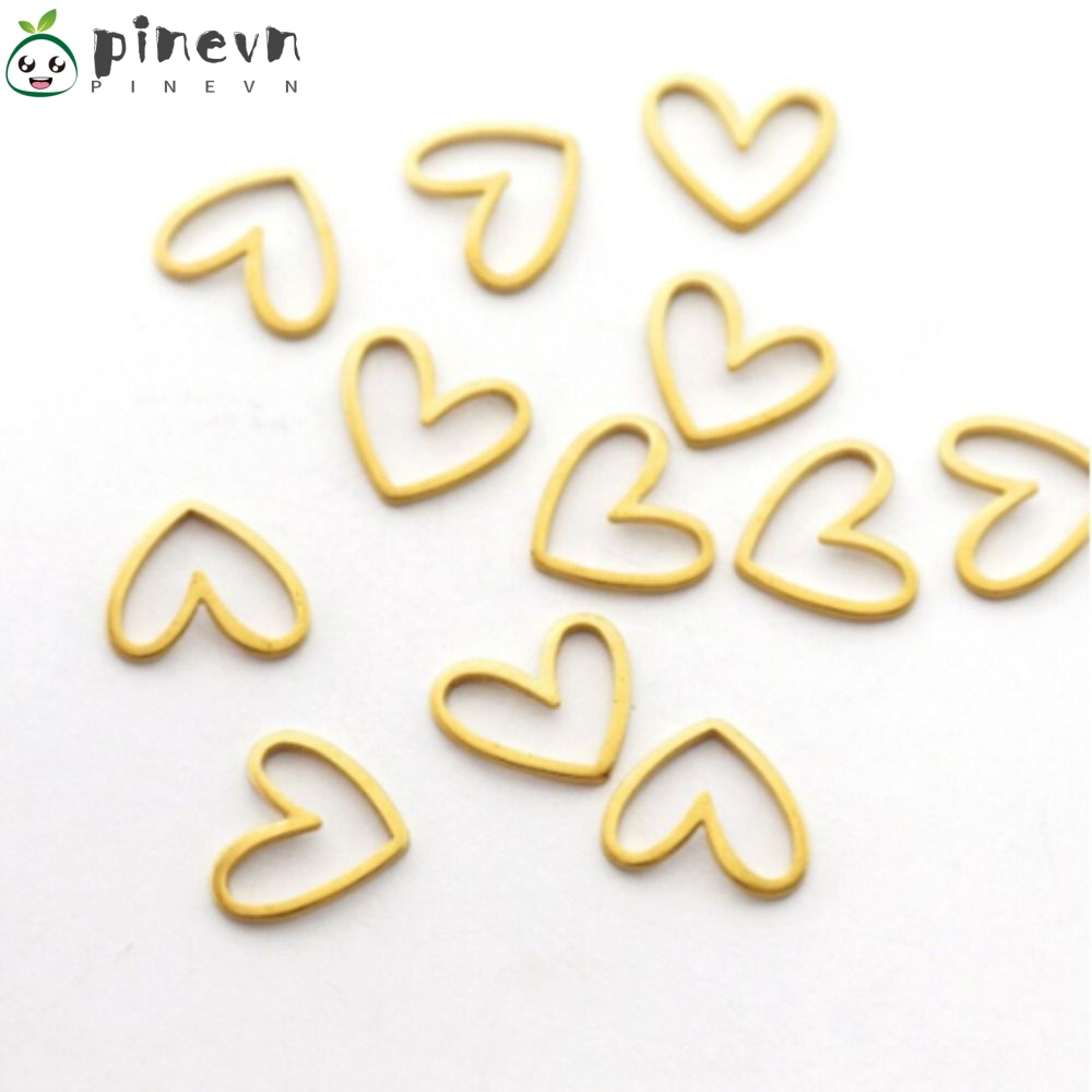 PINEVN 1 Hộp 40 Vòng Nối Bằng Đồng Thau Mạ Vàng 13mm * 11mm Hình Trái Tim Dùng Làm Trang Sức
