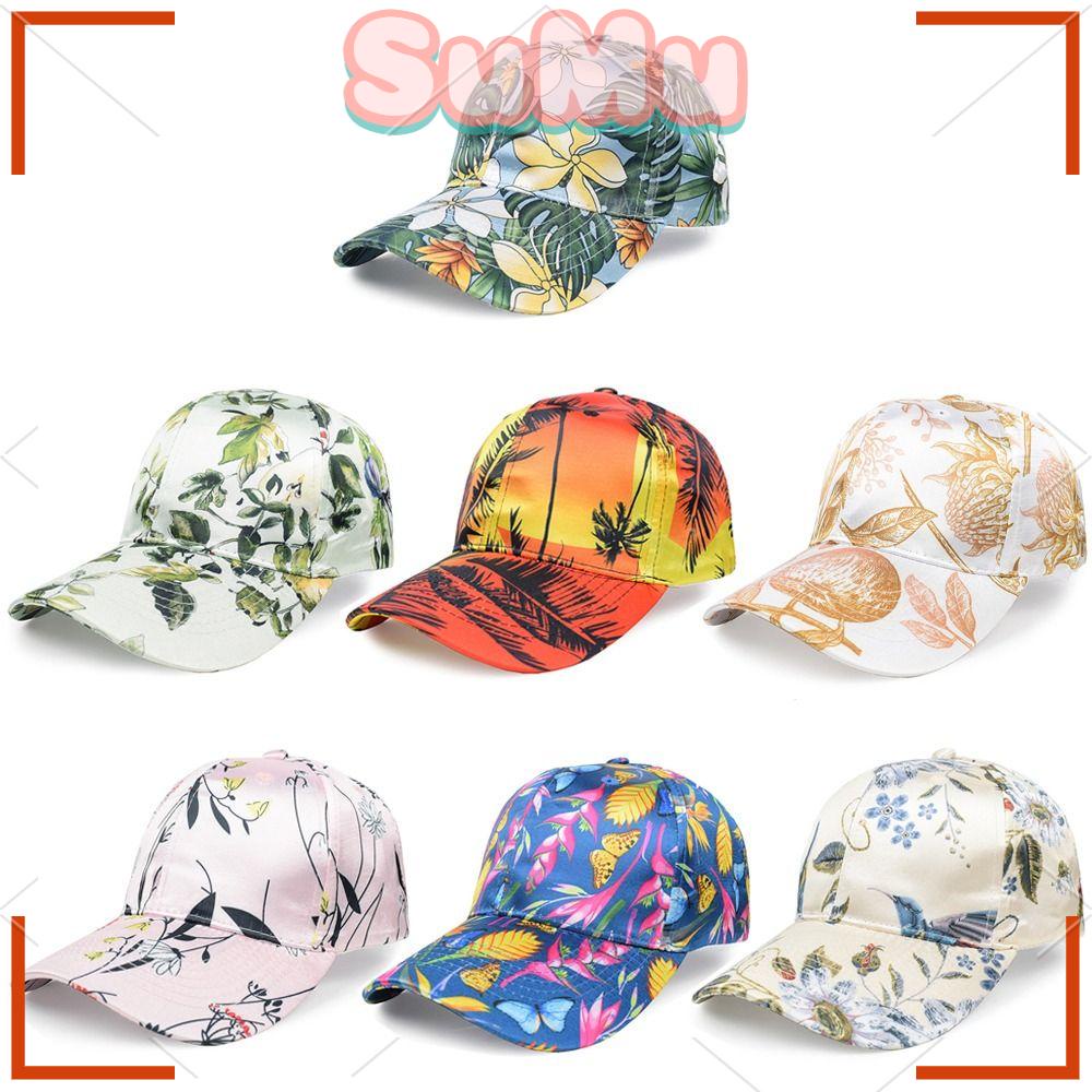 SUMU Mũ Lưỡi Trai Chống Nắng / Tia UV In Họa Tiết Hoa Xinh Xắn Thời Trang Cho Nữ