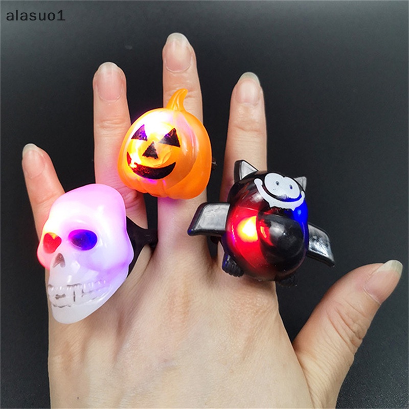 Nhẫn Hình Đầu Lâu / Bí Ngô / Ma Phát Sáng Dễ Thương Trang Trí Tiệc Halloween Cho Bé