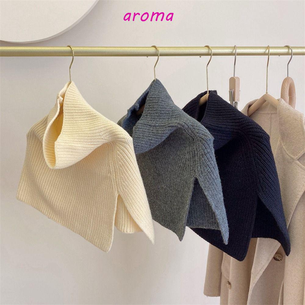 AROMA Khăn Choàng Cổ Dệt Kim Màu Sắc Đơn Giản Phong Cách Hàn Quốc Thời Trang Cho Nữ