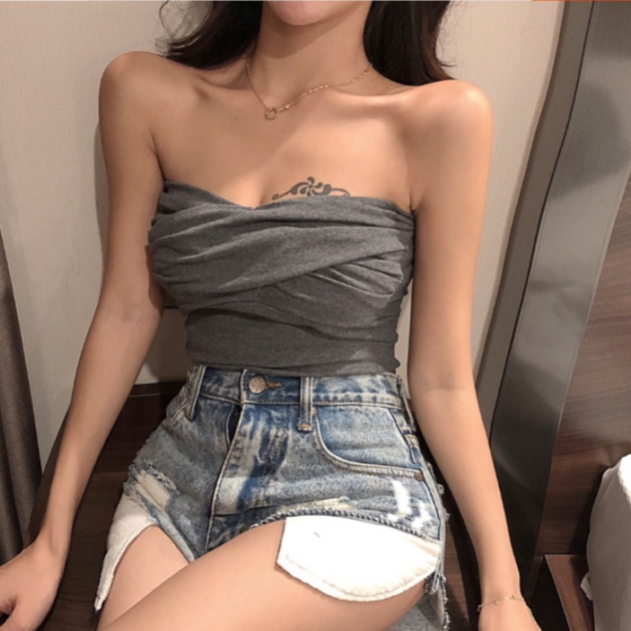 Áo Lửng Hở Vai Dáng Ôm Phong Cách Hàn Quốc Thời Trang Quyến Rũ Dành Cho Nữ