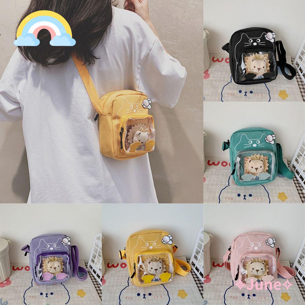 JUNE Túi Tote Đeo Vai Chất Liệu Nylon Họa Tiết Hoạt Hình Cho Nữ