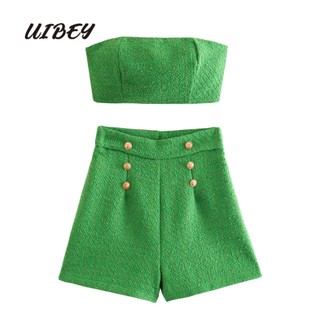 Uibey set áo hai dây + quần short lưng cao thời trang 4502