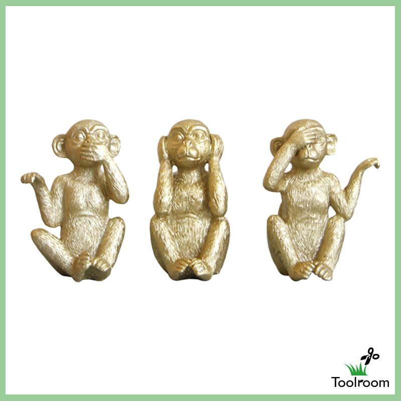 Set 3 Tượng Khỉ Sáng Tạo Trang Trí Lối Đi