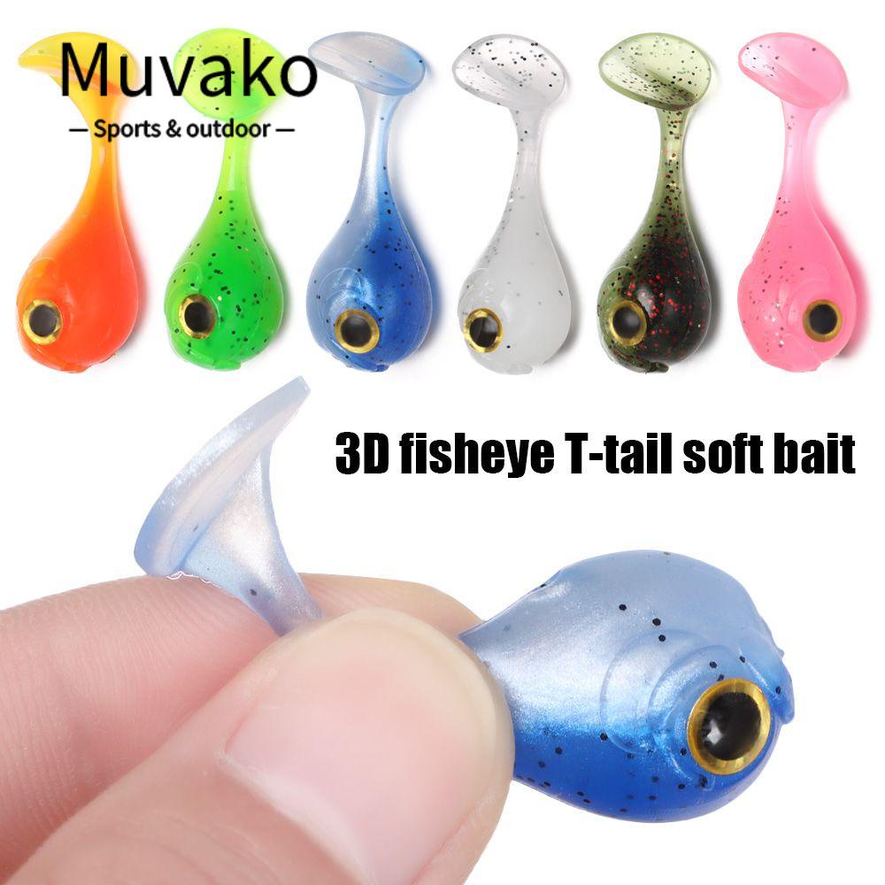 MUVAKO Set 6 Mồi Câu Cá Giả Hai Màu Sắc ​ Đuôi Chữ T Chuyên Dụng Chất Lượng Cao