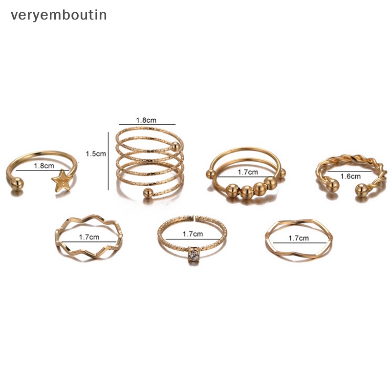 Bộ 7 Nhẫn Hở Phong Cách Bohemian Có Thể Điều Chỉnh Dùng Làm Quà Tặng Sinh Nhật Cho Bạn Gái