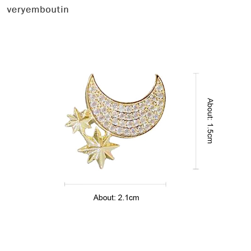 Trâm Cài Áo Hình Trăng Sao Đính Đá Thanh Lịch Thời Trang Phong Cách Hàn Quốc Cho Nữ