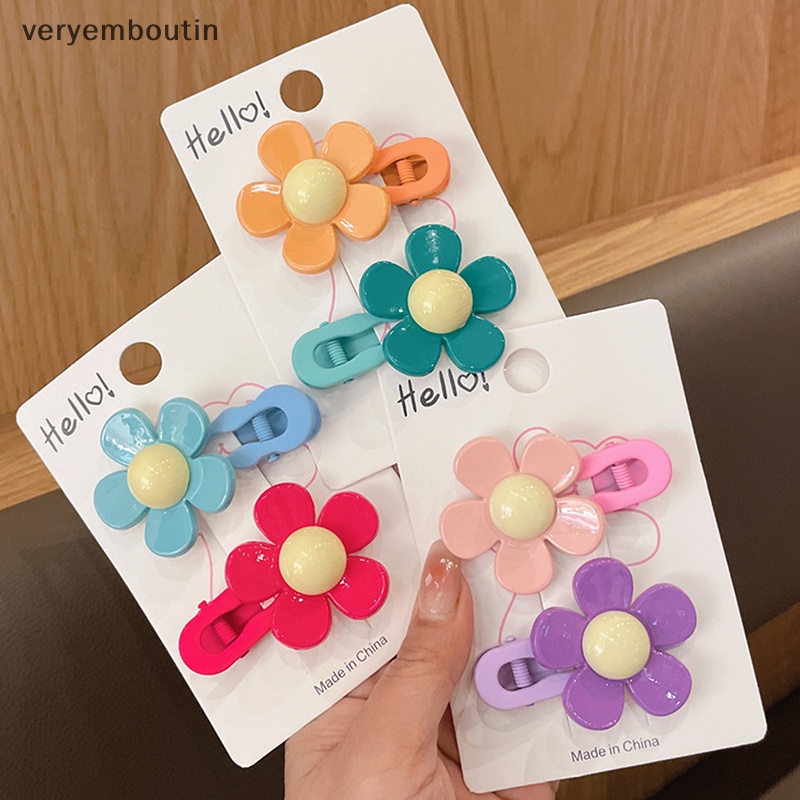 Bộ 2 Kẹp Tóc Hình Hoa Nhiều Màu Sắc Ngọt Ngào Thời Trang Cho Nữ