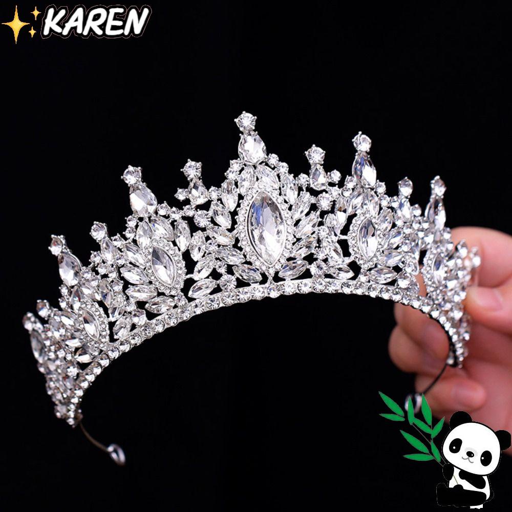 KAREN Vương Miện Cài Tóc Đính Kim Cương Giả Hình Học Lớn Cho Nữ
