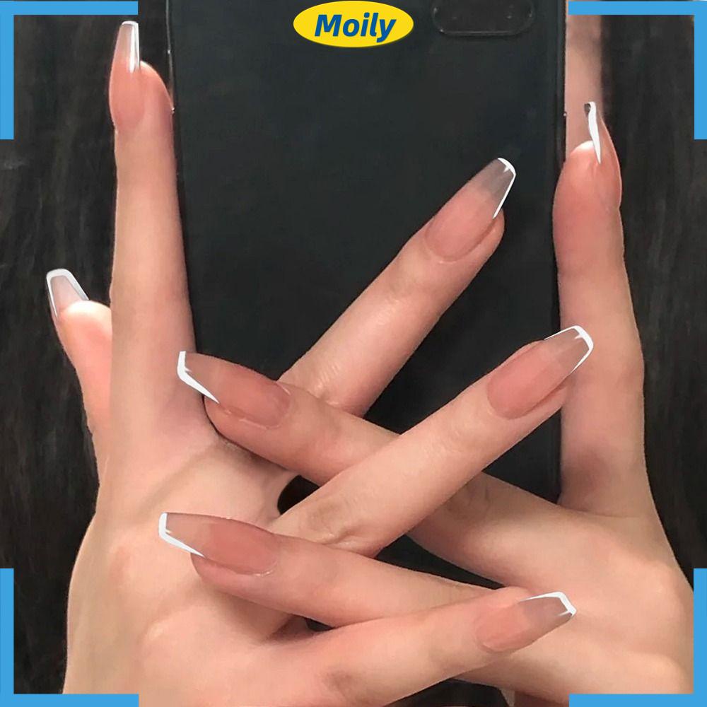 MOILYVN Bộ Móng Tay Giả Dáng Dài Che Phủ Toàn Diện Phong Cách Pháp Thời Trang Cho Nữ