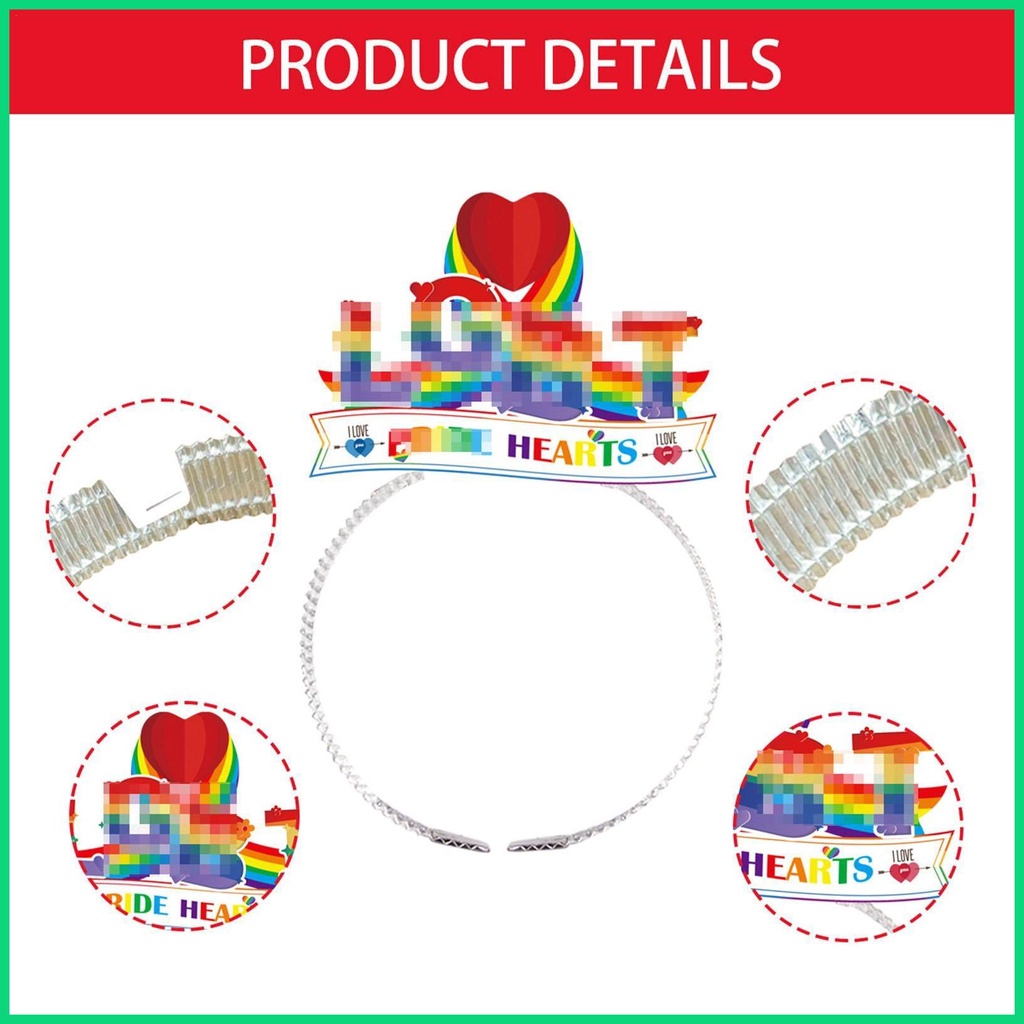 Set 6 Băng Đô Cài Tóc Hình Trái Tim Màu Sắc Cầu Vồng LGBTQ Cho Nam Và Nữ