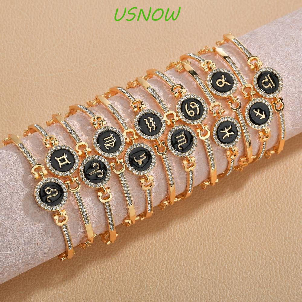 USNOW Vòng Tay Hợp Kim Đính Đá Nhiều Màu Sắc Unisex