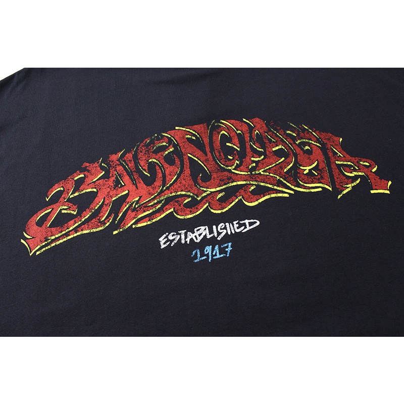 Ba-new Áo Thun Tay Ngắn Họa Tiết Ngọn Lửa Graffiti