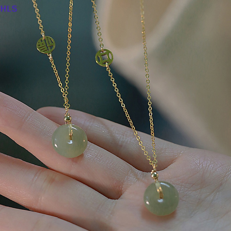 [HLS] Vòng cổ Mặt Ngọc Bích Hetian Peace Khóa Cài Đơn Giản Nhẹ Nhàng Và Cổ Tích Ins Thời Trang