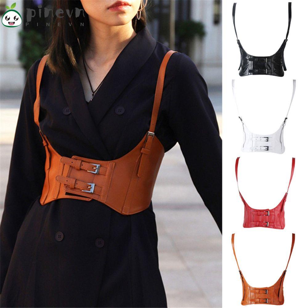 PINEVN Áo Croptop Giả Da Màu Trơn Phong Cách Vintage