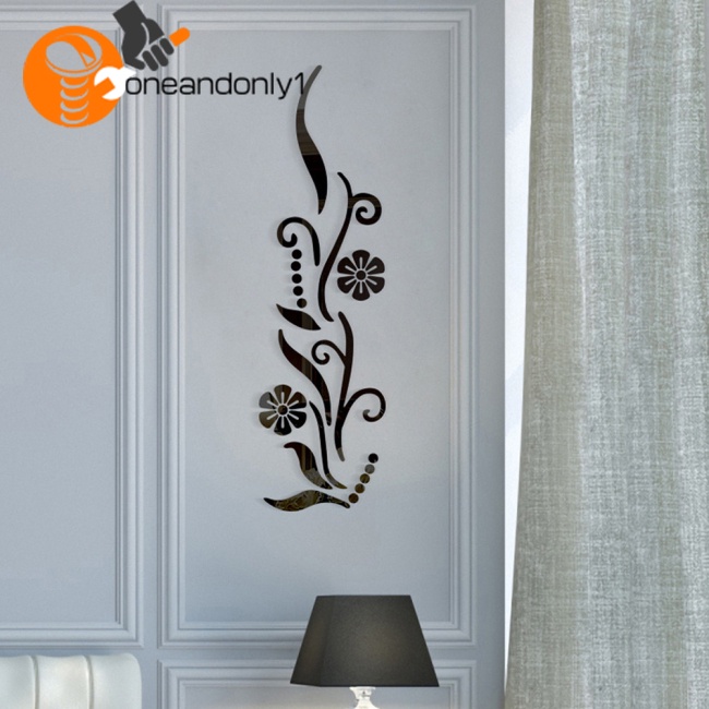 Đề Can Acrylic Tráng Gương Hình Bông Hoa Dán Tường Trang Trí Nhà Cửa