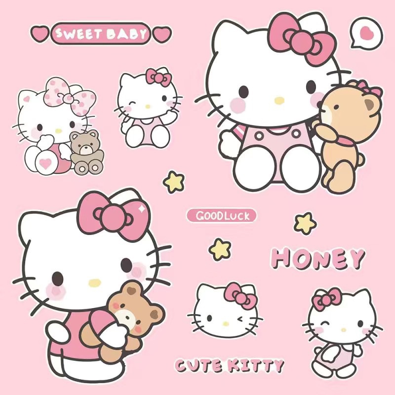 Miếng Dán Trang Trí Xe Hơi Hình Mèo kitty Dễ Thương Chống Thấm Nước