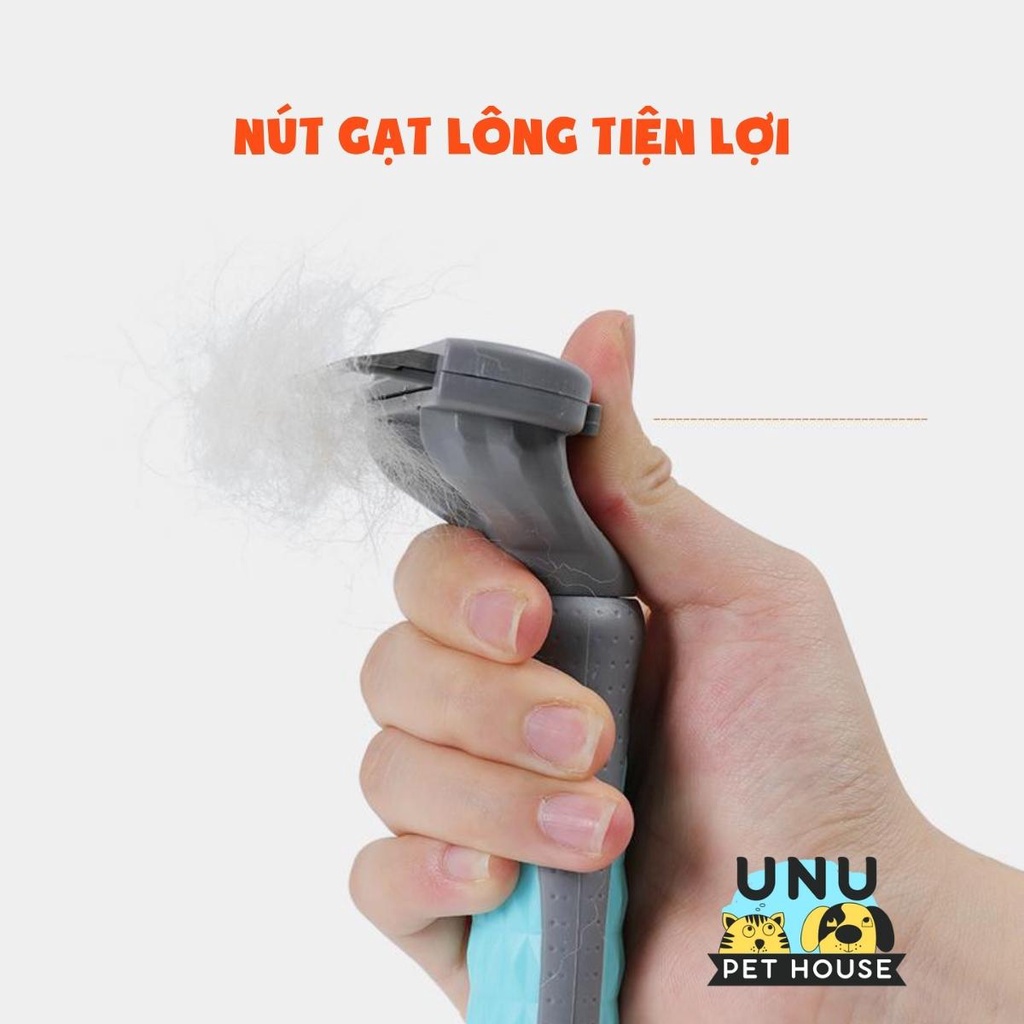 Lược chải lông chó mèo thiết kế bồ cào có nút gạt lông, thích hợp chải lông cho chó mèo lông ngắn và dày – UNU Pet House