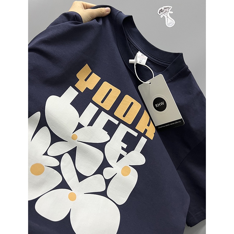 Áo Thun 100% Cotton Tay Ngắn Cổ Tròn Dáng Rộng In Hoạ Tiết Thời Trang Cho Nam Và Nữ