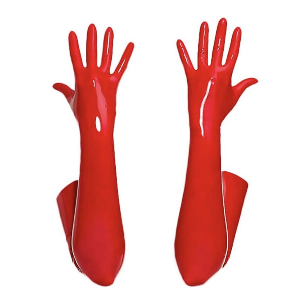 Găng Tay Hóa Trang Dài Bằng PVC Màu Đen / Đỏ