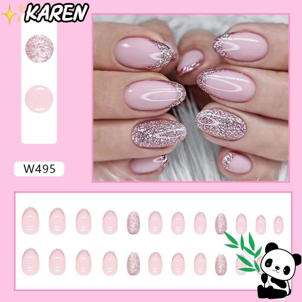 KAREN Bộ 24 Móng Tay Giả Che Phủ Toàn Diện DIY