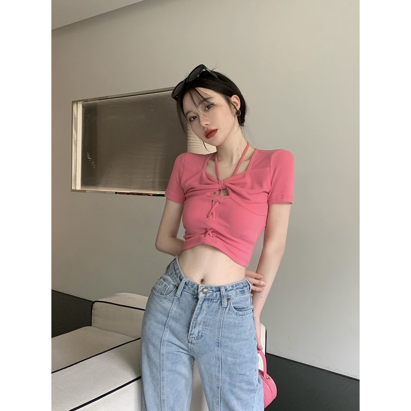Áo Thun Dáng Ôm Hở Lỗ Thời Trang Cho Nữ