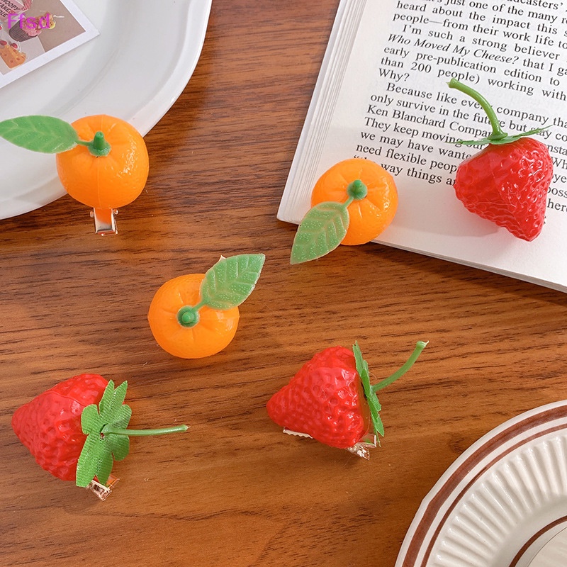 Kẹp Tóc Mái Bằng Nhựa Resin Hình Quả Dâu Dễ Thương Cho Bé Gái