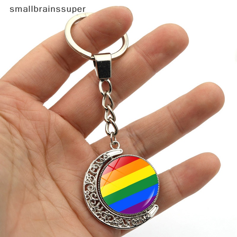 Smallbrainssuper Móc Chìa Khóa Hai Mặt 360 Độ Mặt Trăng Khuyết Thời Trang Dễ Phối Đồ SBS