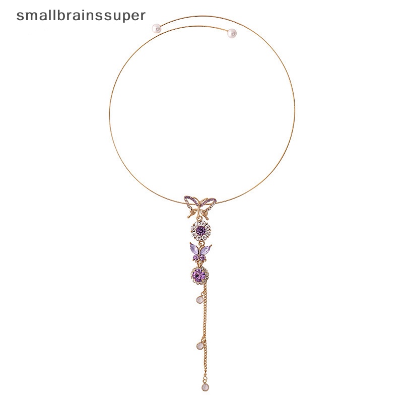 Vòng cổ Hợp Kim Mặt Hình Bướm Đính Đá Tím Thời Trang Cho Nữ SBS