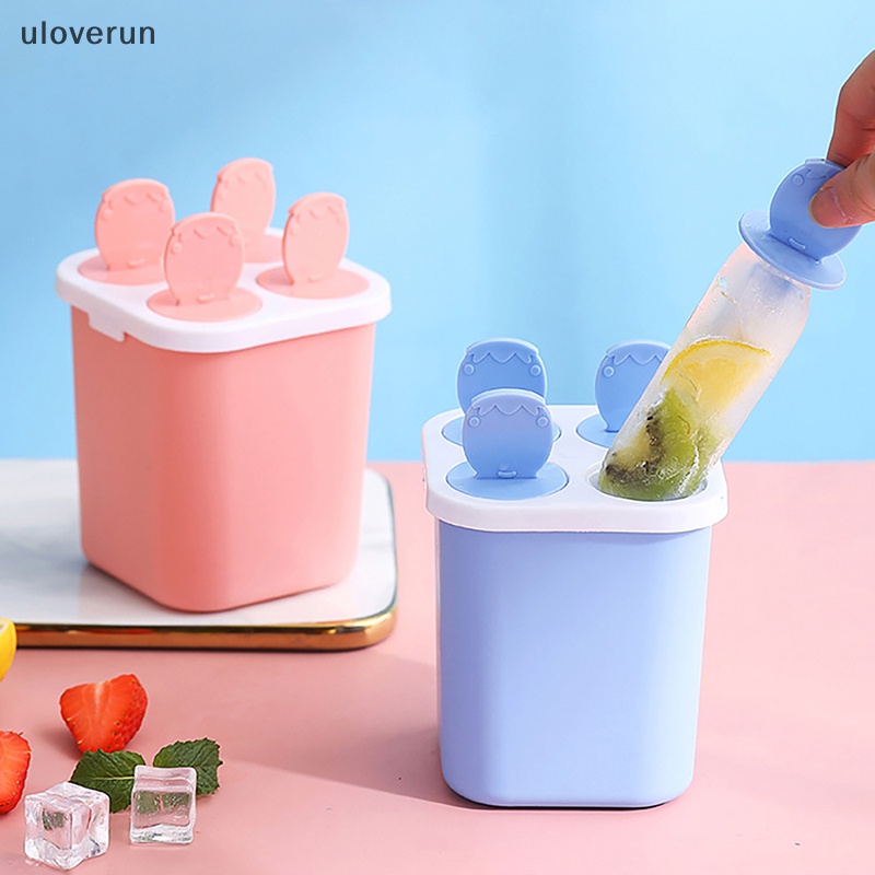 1 Khuôn Làm Kem Que 4 Ngăn Bằng Nhựa Tiện Dụng