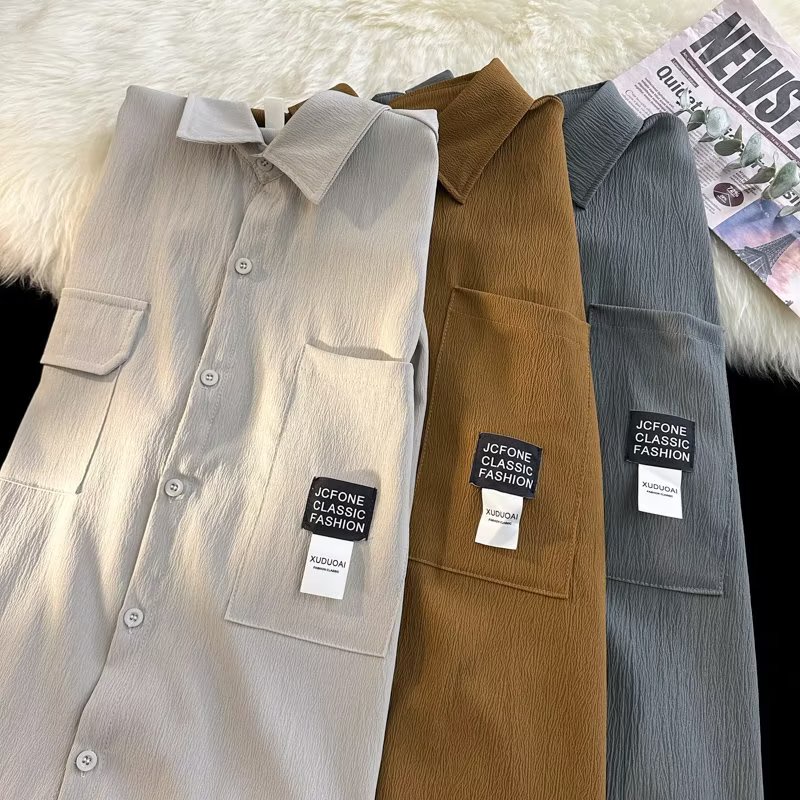 Áo Sơ Mi Lụa Mỏng Tay Ngắn Dáng Rộng Thời Trang Mùa Hè Cho Nam Giới