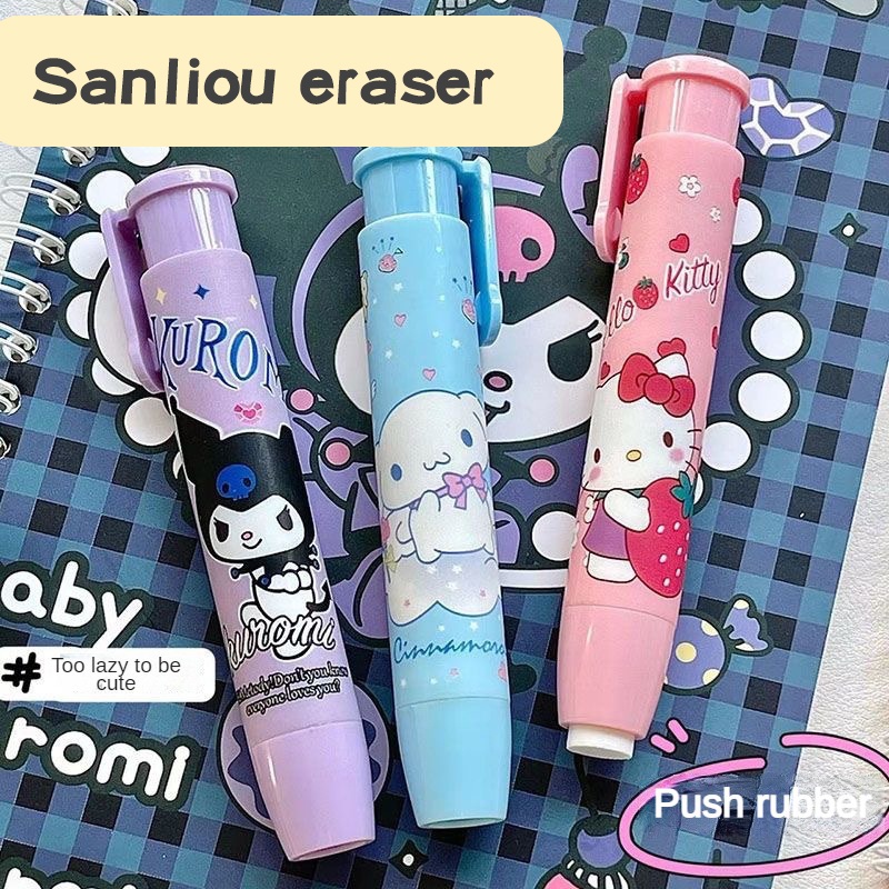 SANRIO Gôm Tẩy Dạng Đẩy Kiểu Dáng Hoạt Hình Dễ Thương Sáng Tạo Cho Học Sinh Tiểu Học