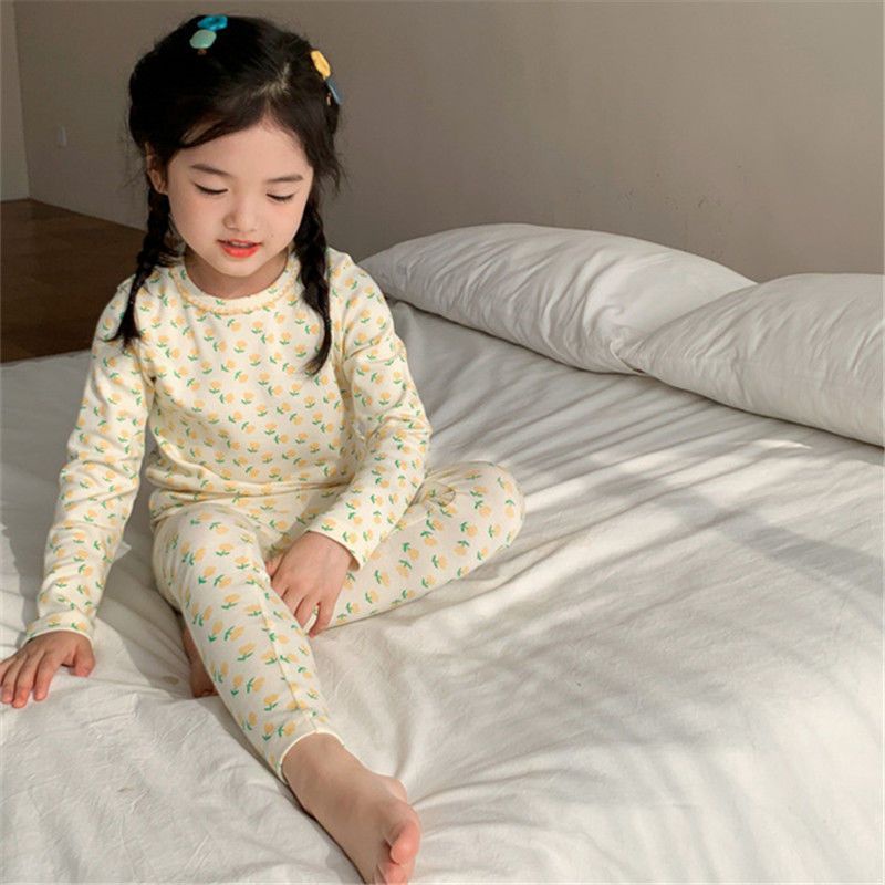 Bộ Đồ Ngủ Pijama Chất Nhung Phong Cách Đức Dễ Thương Thời Trang Thu Đông Cho Bé Gái 90-140CM