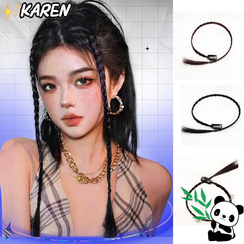 KAREN Tóc Giả Thắt Bím Đuôi Ngựa Tự Nhiên Dùng Để Tập Boxing